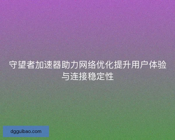守望者加速器助力网络优化提升用户体验与连接稳定性